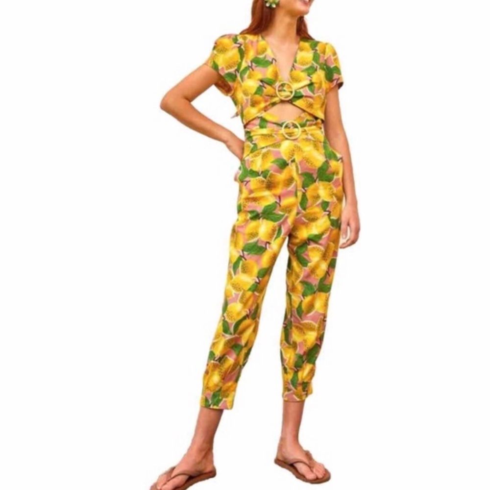 Farm Rio Lemon Jumpsuit NWT size medium